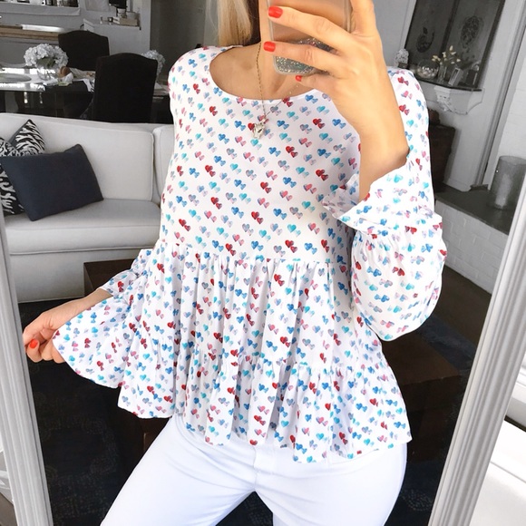 ❤️ JANE AND DELANCEY HEART RUFFLE LONG SLEEVE TOP! - Picture 7 of 12